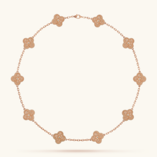 LUXURY 10 PATTERN CLOVER NECKLACE - ROSE GOLD