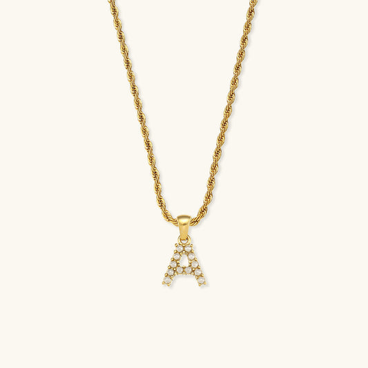 Elodie Initial Letter Pearl Necklace