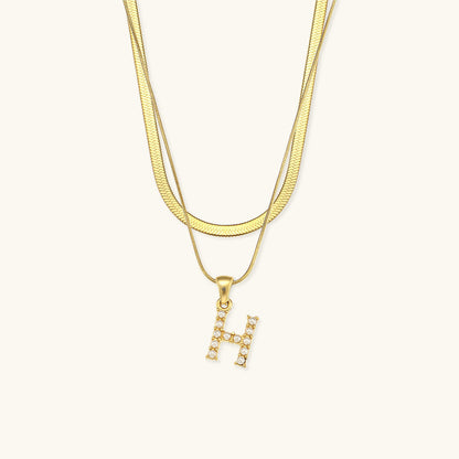 Fiona Layered Gold Initial Letter Necklace