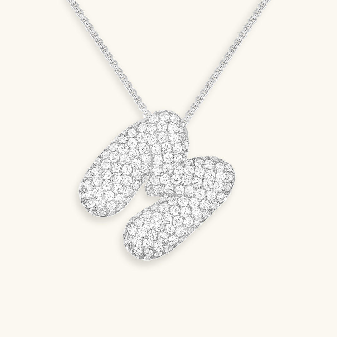 Bubble Initial Diamond Necklace