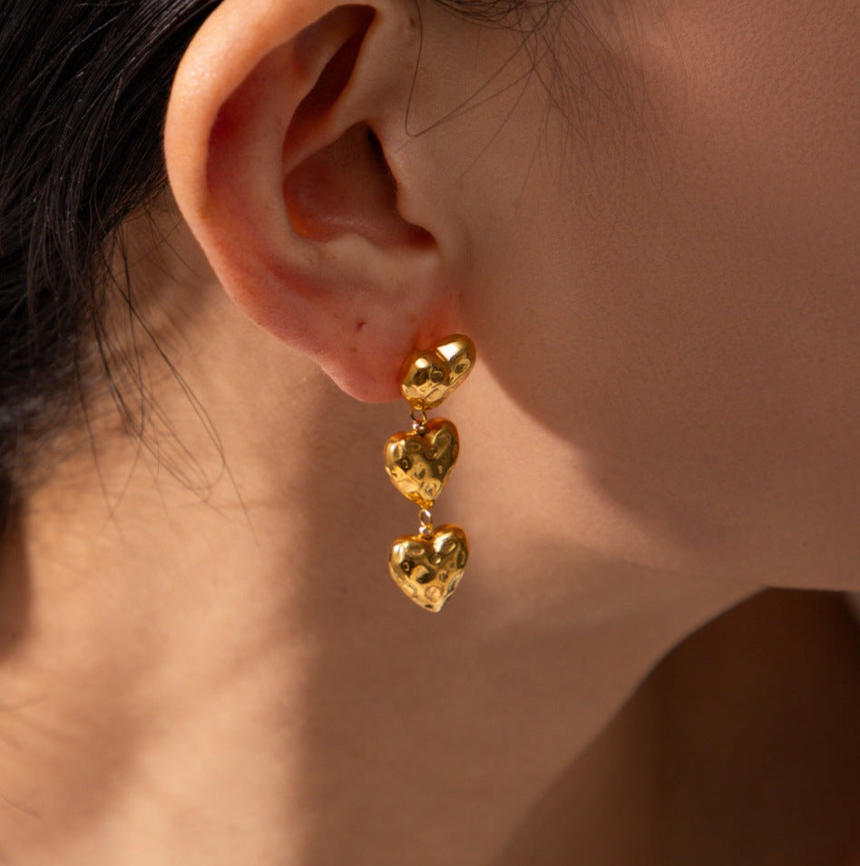 Heather Heart Gold Earrings