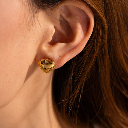 Ruth Heart Gold Earrings