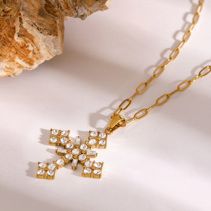 Divina Crystal Cross Necklace