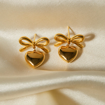 Rowanne French Knot Gold Heart Earrings