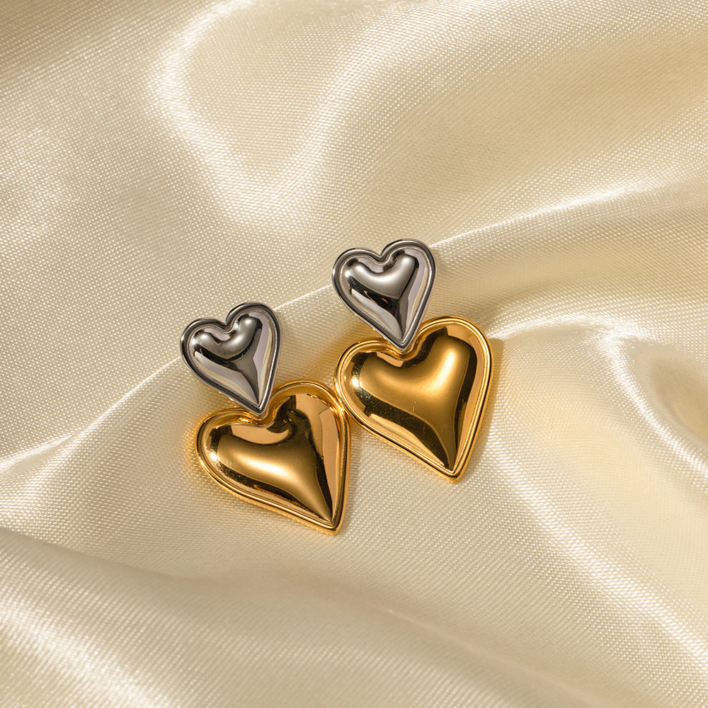 Zofia Two Tone Heart Earrings