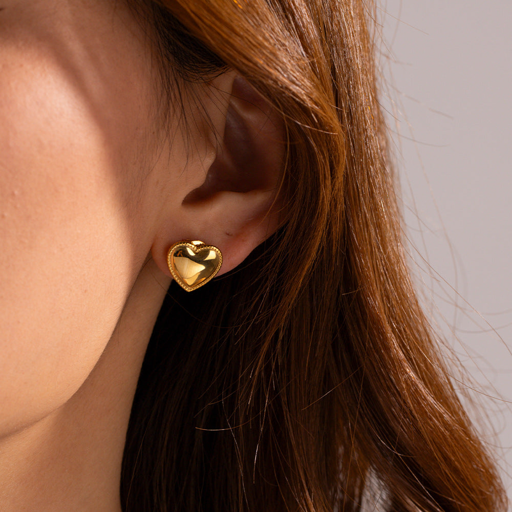 Ruth Heart Gold Earrings