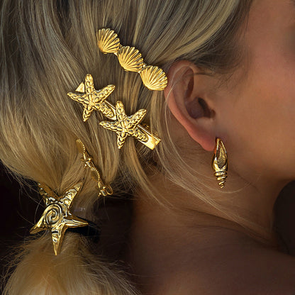 Tropical Starfish Gold Hair Clip