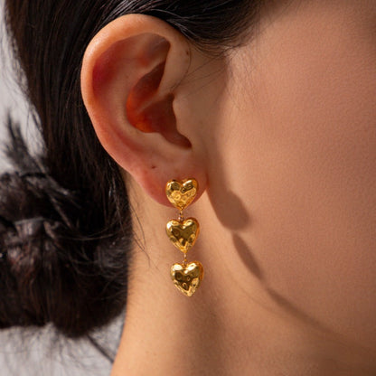 Heather Heart Gold Earrings