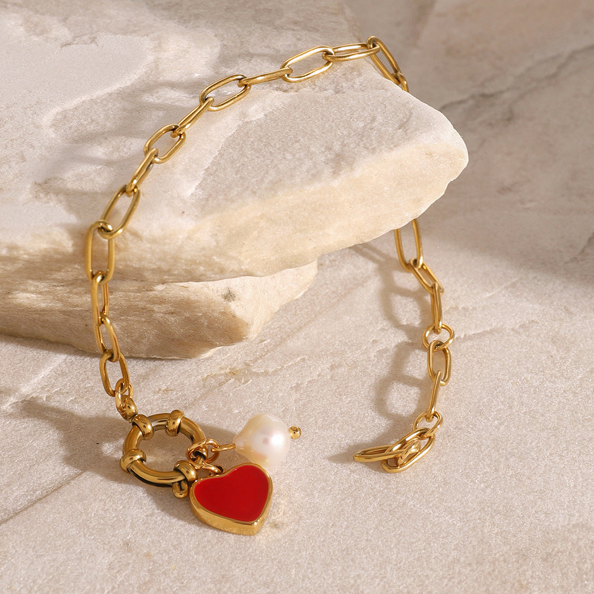 Nerissa Heart Chain Pearl Bracelet