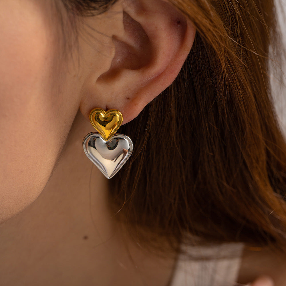 Zofia Two Tone Heart Earrings