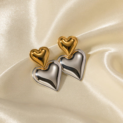 Zofia Two Tone Heart Earrings