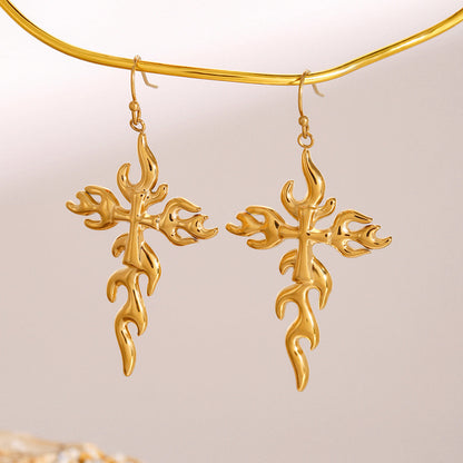 Adrielle Branched Cross Gold Earrings