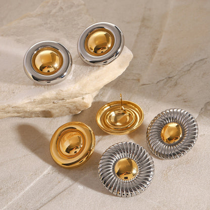 Summers Gold Button Earrings