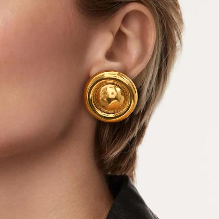 Summers Gold Button Earrings