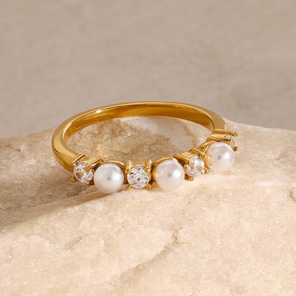 Keisha Diamond Pearl Ring