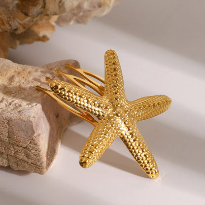 Dewdrop Starfish Gold Hair Comb