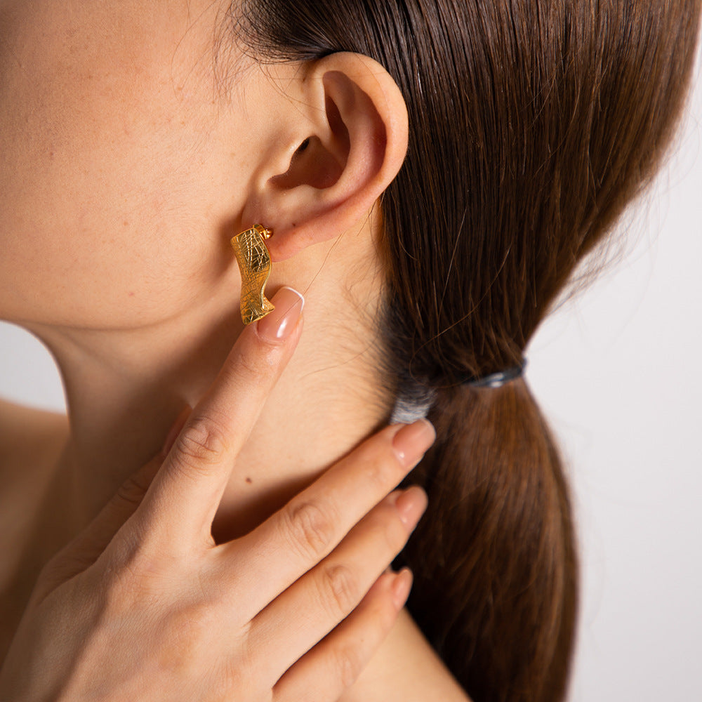 Celestina Creased Gold Sheet Earrings