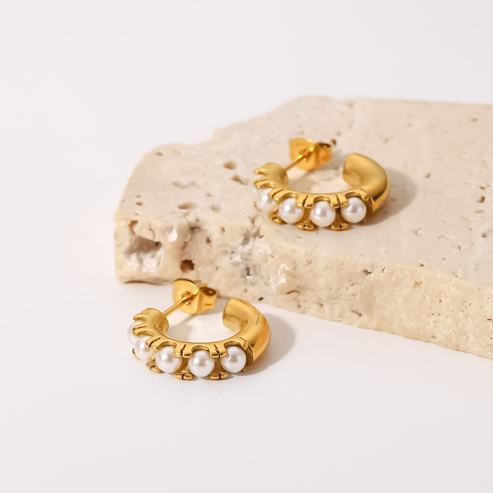 Irene Pearl Hoop Earrings