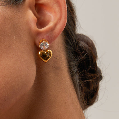 Emmeline Heart Gold Earrings