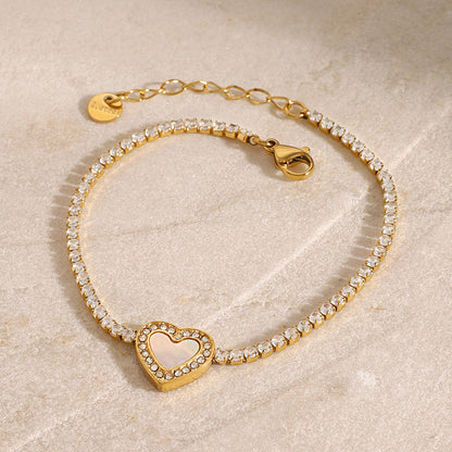 Cameron Diamond Heart Tennis Bracelet