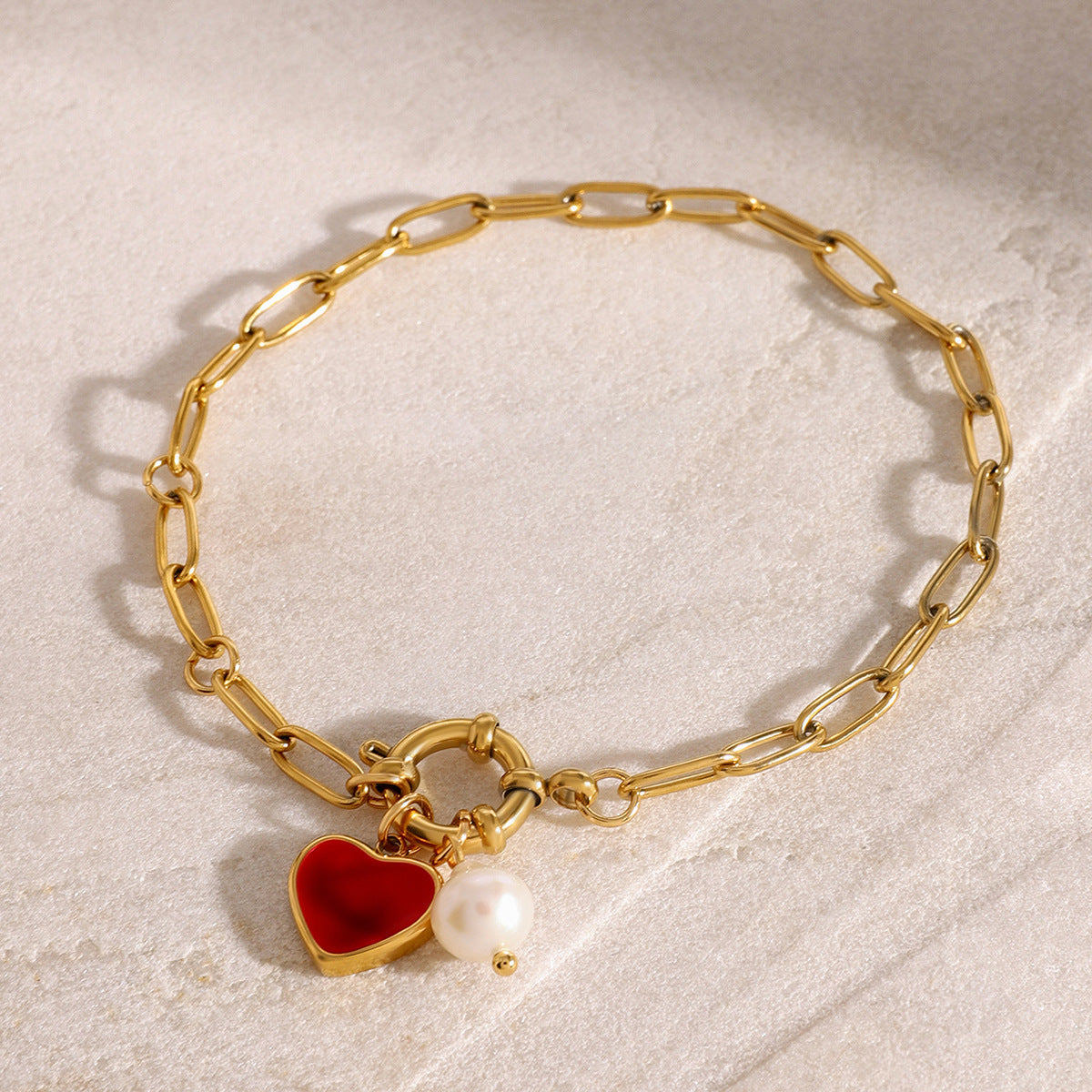 Nerissa Heart Chain Pearl Bracelet