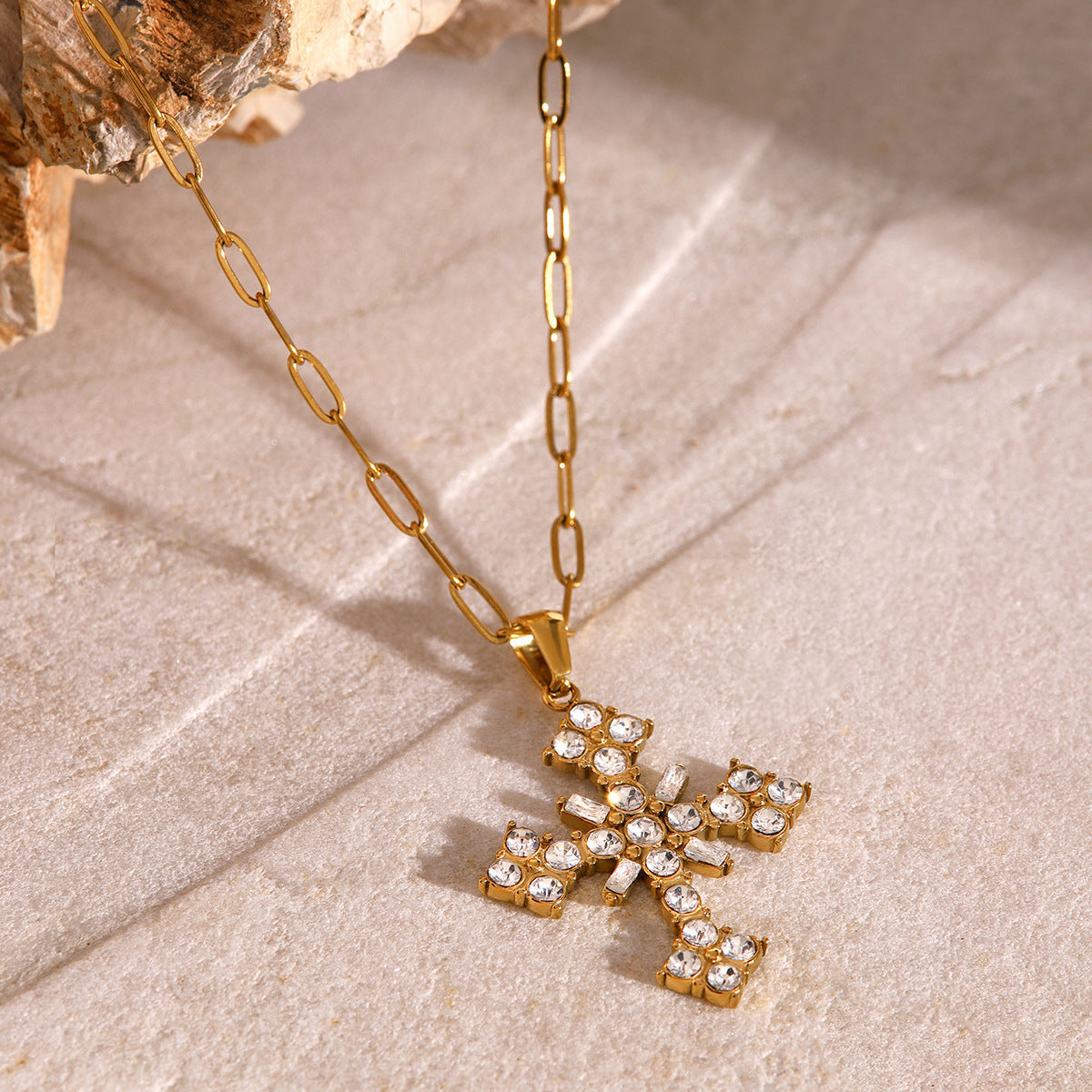 Divina Crystal Cross Necklace