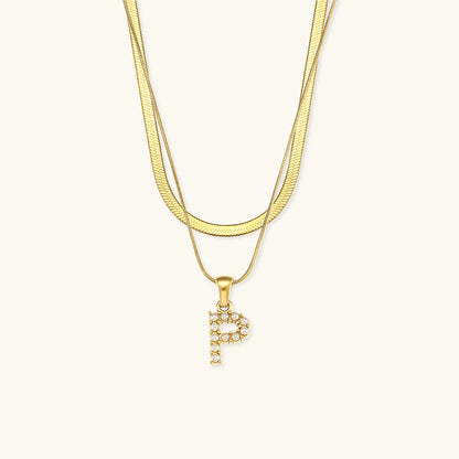 Fiona Layered Gold Initial Letter Necklace