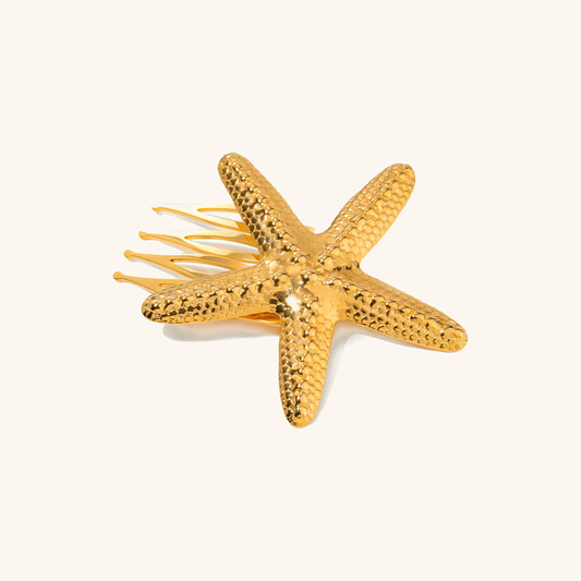 Dewdrop Starfish Gold Hair Comb