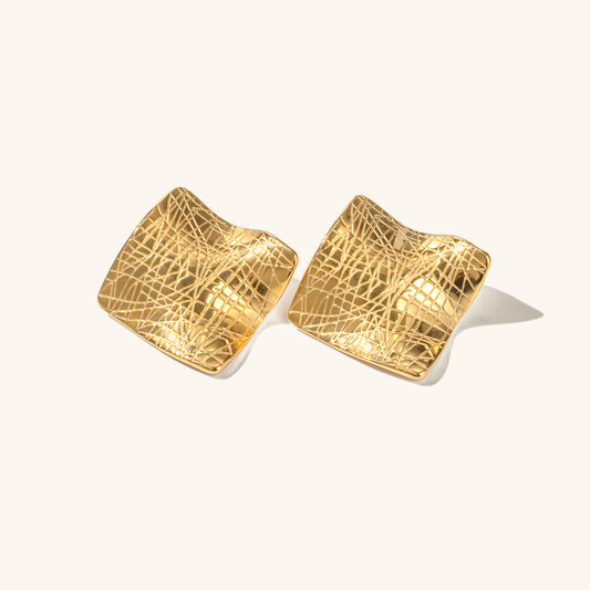 Celestina Creased Gold Sheet Earrings