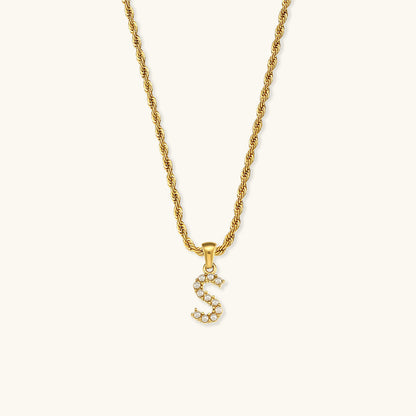 Elodie Initial Letter Pearl Necklace