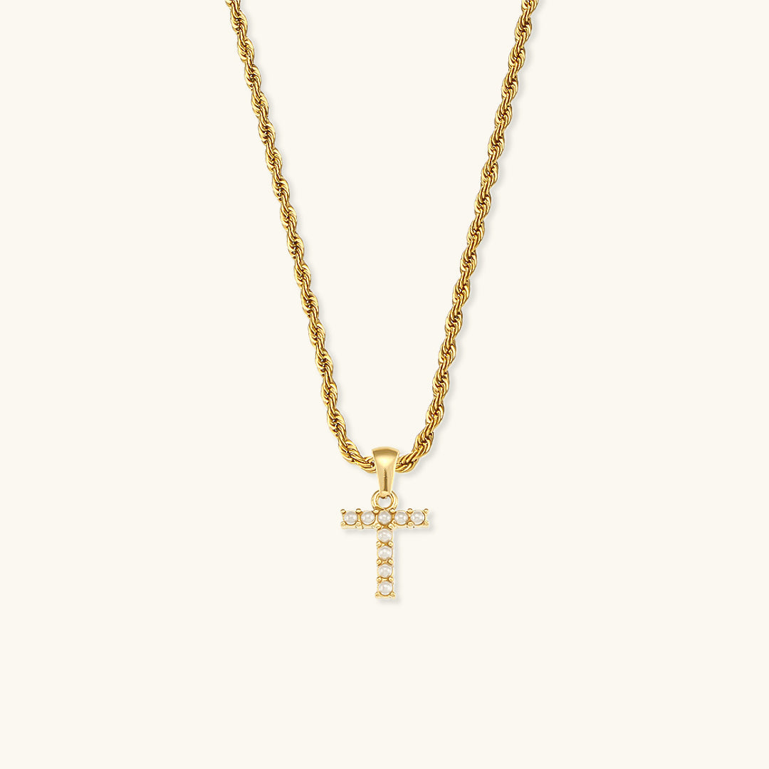 Elodie Initial Letter Pearl Necklace